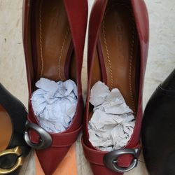 Coach Red  Leather Sole Sz 6 Heels Pump