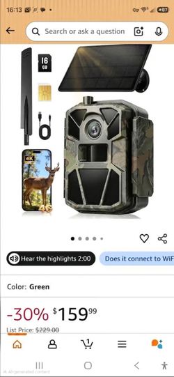 4G LTE Cellular Trail Camera Battery/Solar Powered