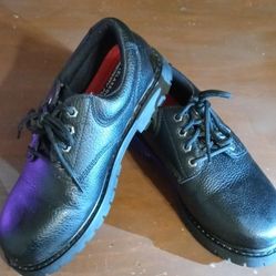 Sketcher Work Memory Foam - Leather Black Slip Resistant Shoes Wide
