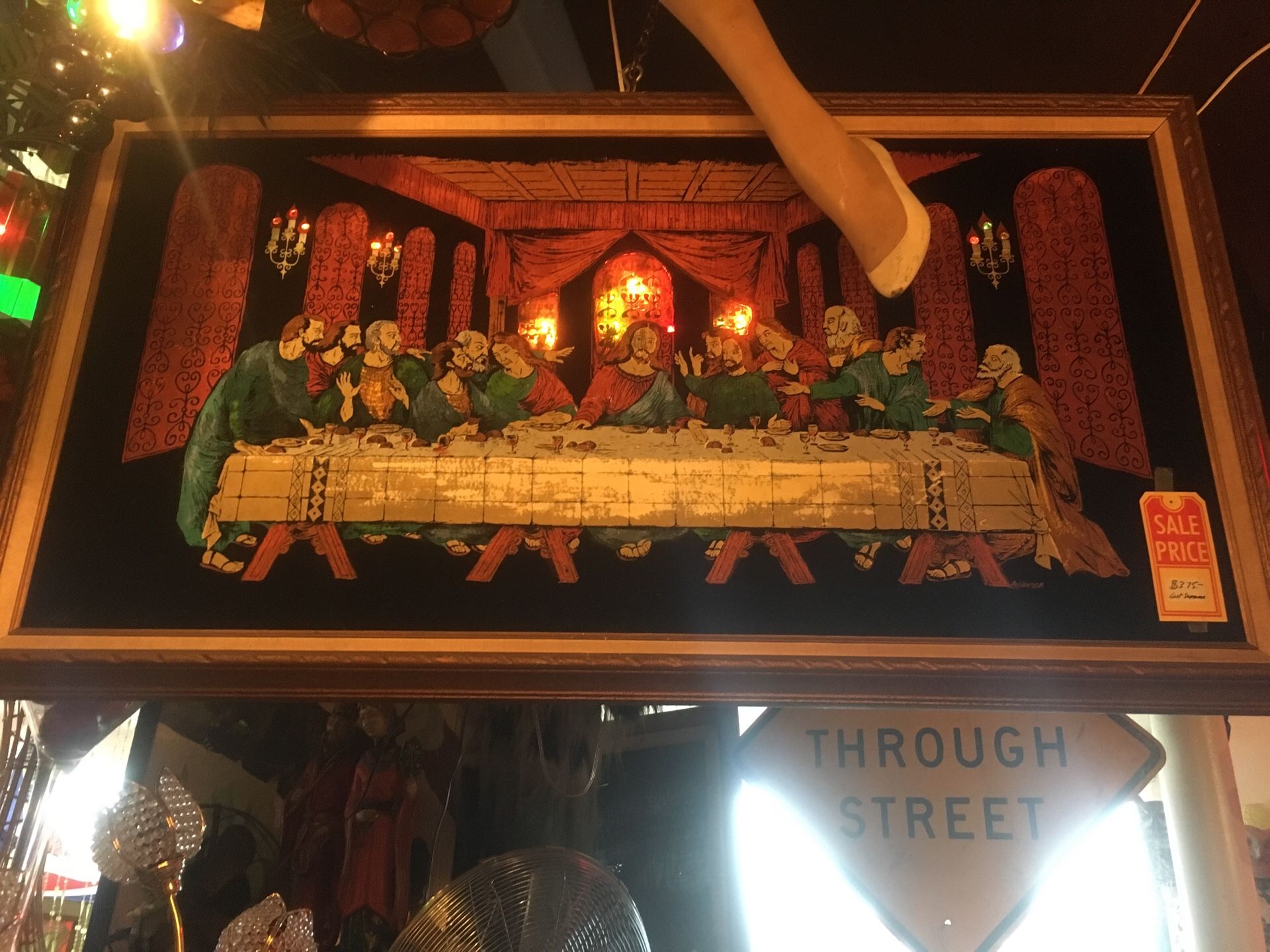 Vintage Light up Velvet Painting of “The Last Supper” 52 X 31 - 1960’s