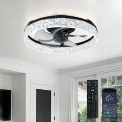 Crystal Ring LED Ceiling Fan with Remote