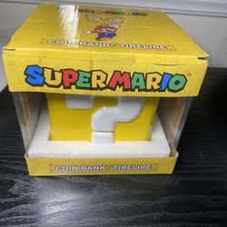 Nintendo Super Mario Bros. Question Mark Prize Block Brick Ceramic Bank New Box