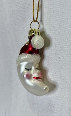Vintage Santa Moon Ornament 