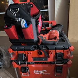 Milwaukee Box And Saw Saw And Electrical Bag