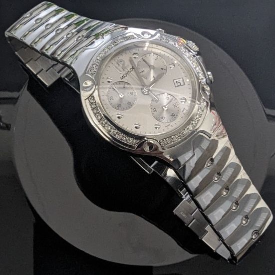 Movado Watch Mens Silver Chrongraph DIAMONDS $2995