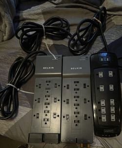 (2) Belkin And (1) Staple Multi Strips Search Protectors
