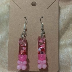 Pink Gummy Bear Dangle Earrings