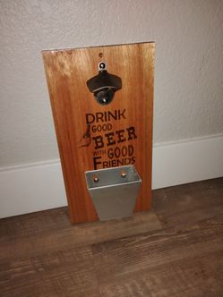 Wall Mounted Beer Bottle Opener & Cap Catcher