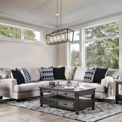 🔥🔥 Brand New Light Grey Transitional Sectional Sofa w Pillows 🔥🔥