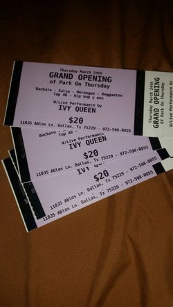 TICKETS PARA IVY QUEEN $15 CADA UNO PARA QUE SE VALLAN YA ME QUEDAN POCOS
