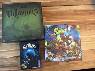 Board games- Villainous, The Crew And Smash Up