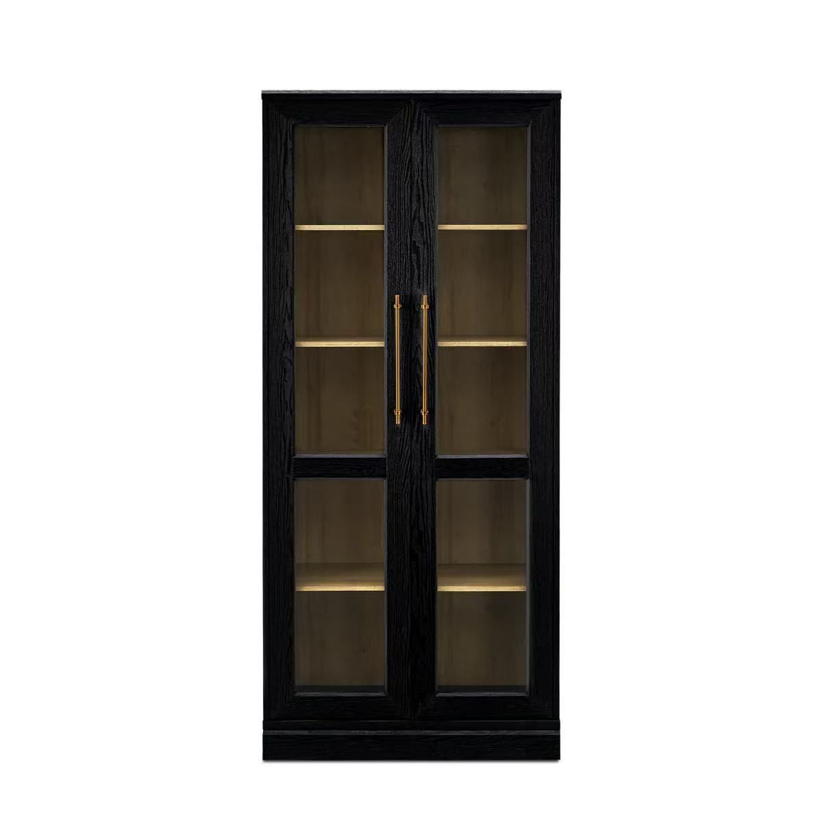 Blake Tall Acrylic Display Cabinet Angular, Black Oak