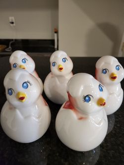 Decorative ceramic chicks 5 peace