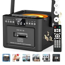 PORTABLE CD / CASSETTE RECORDER PLAYER WITH FM RADIO AND BLUETOOTH RECHARGEABLE