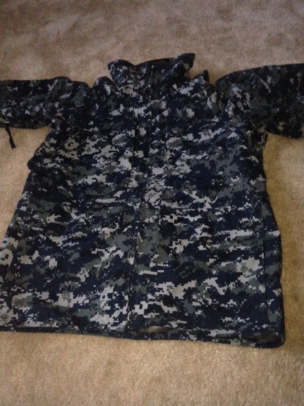 Navy parka rain jacket
