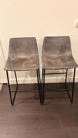 Grey Suede Bar Chairs Tall