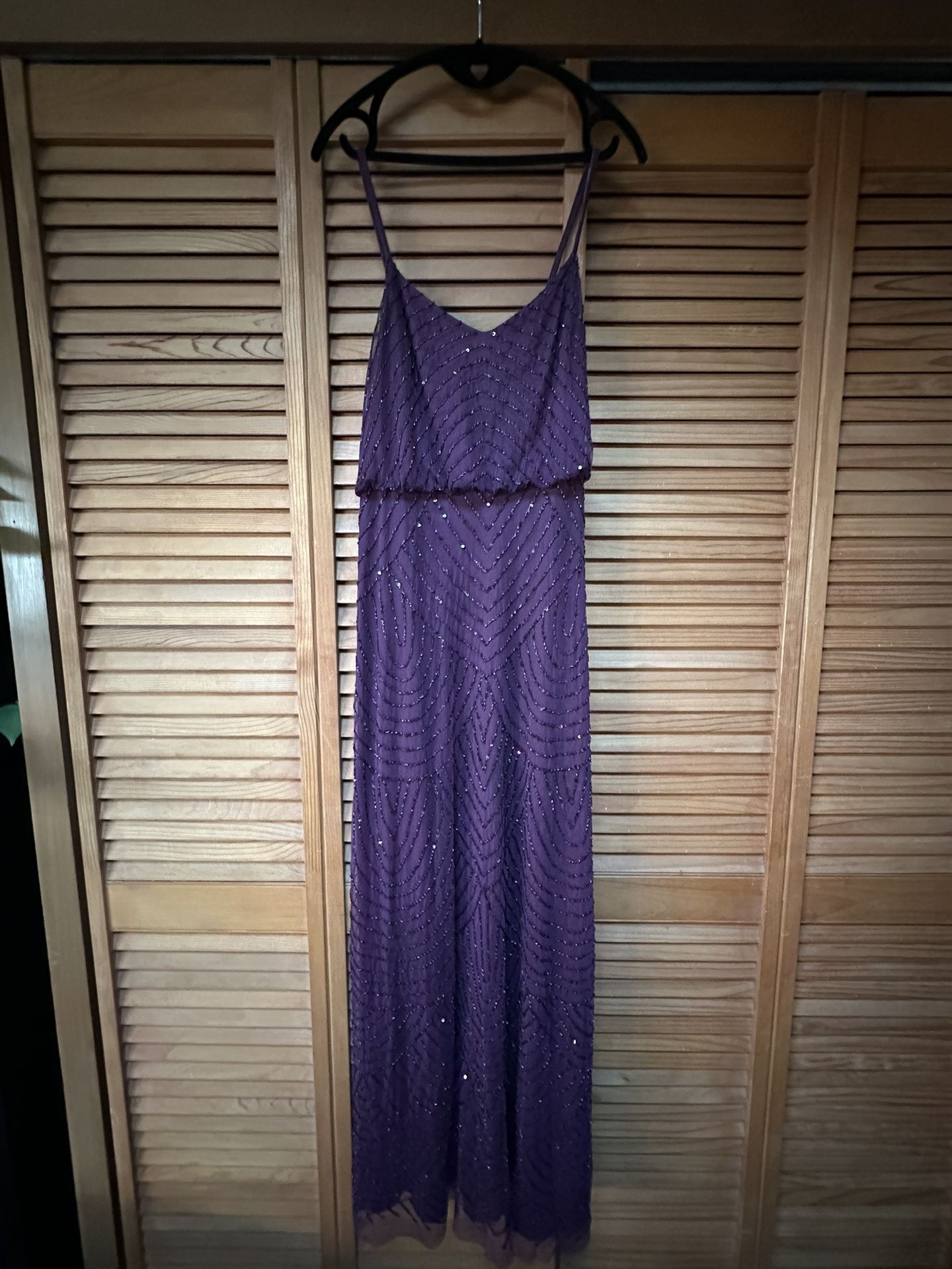 Adrianna Papell Sleeveless Beaded Gown (Cassis) Size 6