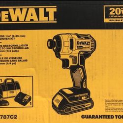 DEWALT 20V MAX Cordless Impact Driver Kit, Brushless, 1/4" Hex Chuck, 2 Batteries and Charger (DCF787C2)