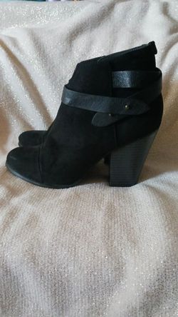 Black Suede Heeled Ankle Boots