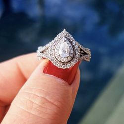 $3,400 At Kay One Carat Natural Pear/Round Diamond Engagement Ring