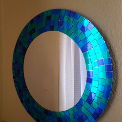 Mosaic Tile Round Mirror 
