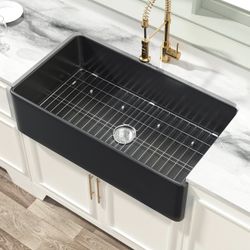 BLACK farmhouse APRON sink 36x29x10”
