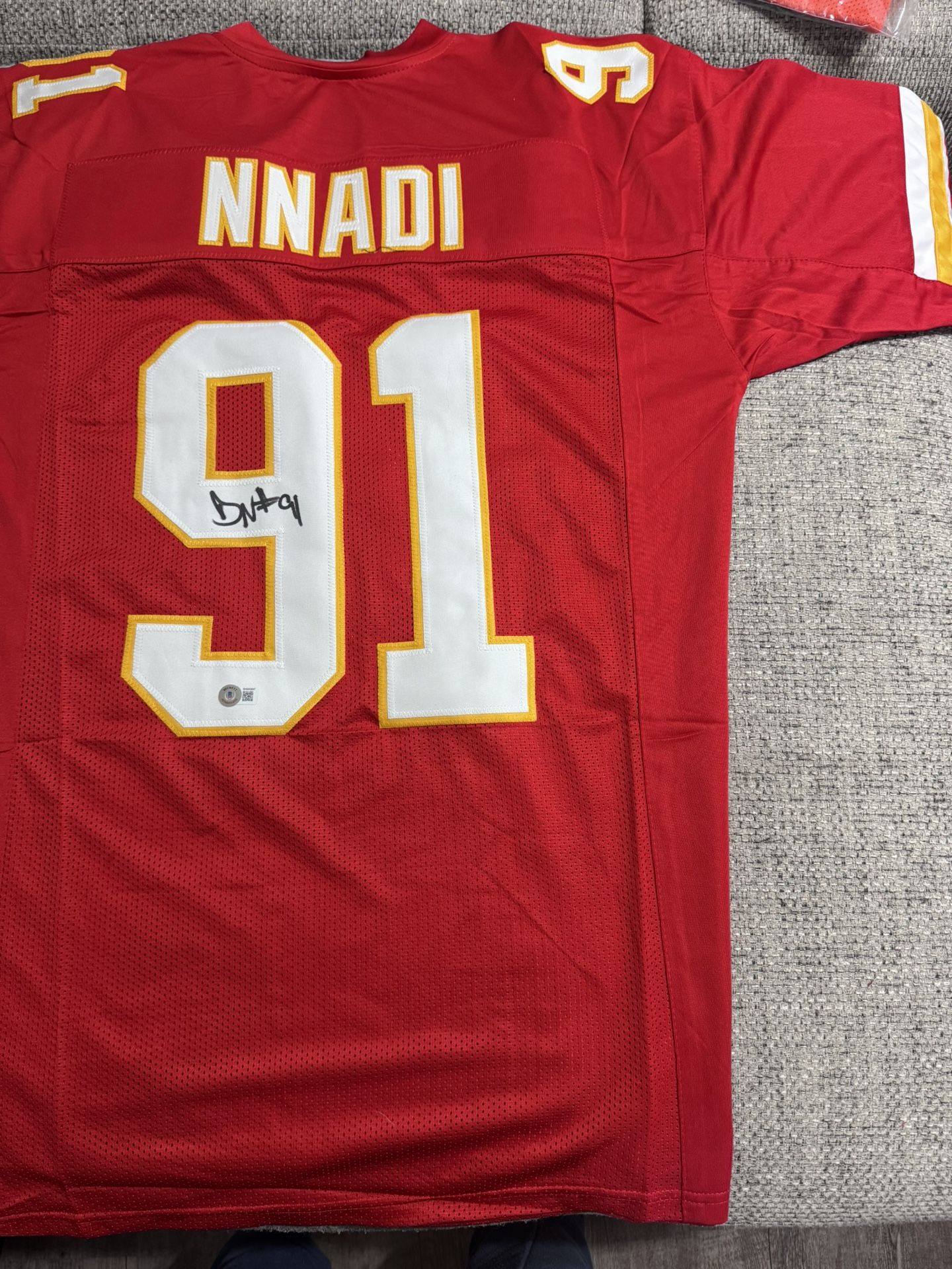 Derrick Nnadi Signed Autograph Custom Jersey - Beckett Coa - Kansas City Chiefs