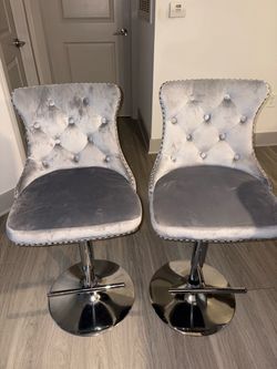 Two Grey Bar Stools