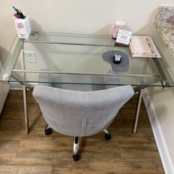 Silver Desk & Desk Chair 