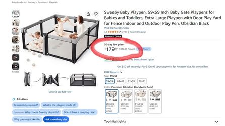 Sweeby Extra Large Baby Playpen – 59" x 59"