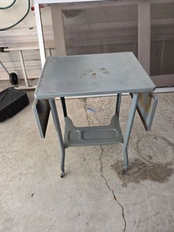 Vintage Metal Typewriter Table with Casters