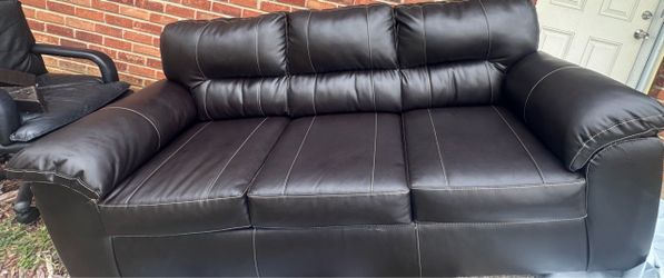 Brown Faux Leather 3-Seat Sofa