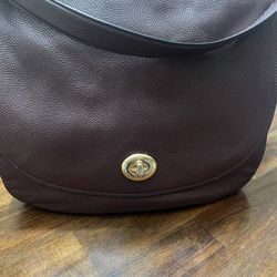 Coach Burgundy Pebbled Leather Hobo 