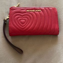 Michael Kors Scarlet Red Quilted Heart Wallet