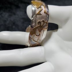 Navajo Cuff Bracelet Made With Sterling Silver And Gold Filled