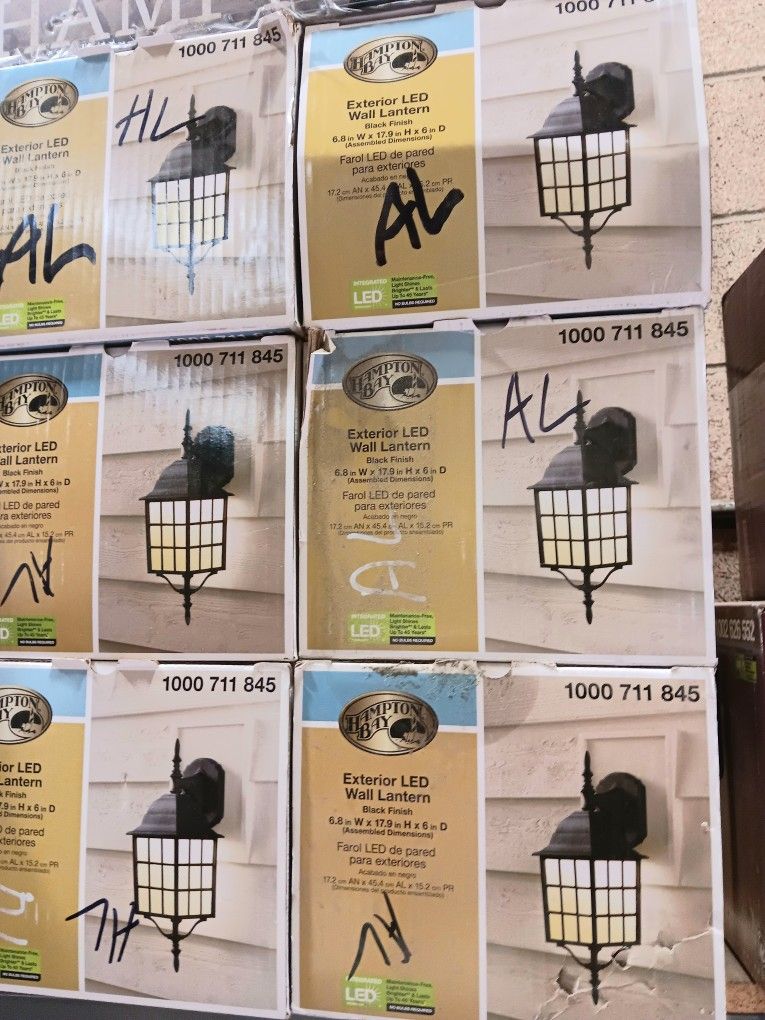 Hampton Bay Exterior LED Wall Lantern Black Finish. 6.8in W x 17.9in H x 6in D. EACH ONE