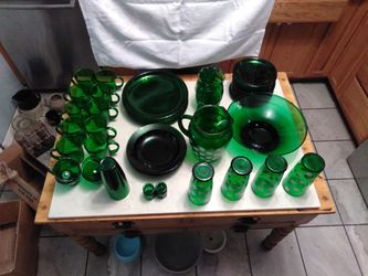 Vintage green glassware
