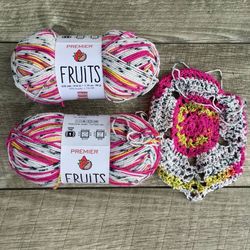 Lot of 2 Premier Yarns Dragon Fruits Fingering Acrylic Blend Sock Yarn