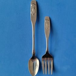 Vintage 2-pc Oneida Infant/toddler Stainless +Flatware Set American Greetings Holly Hobbie 