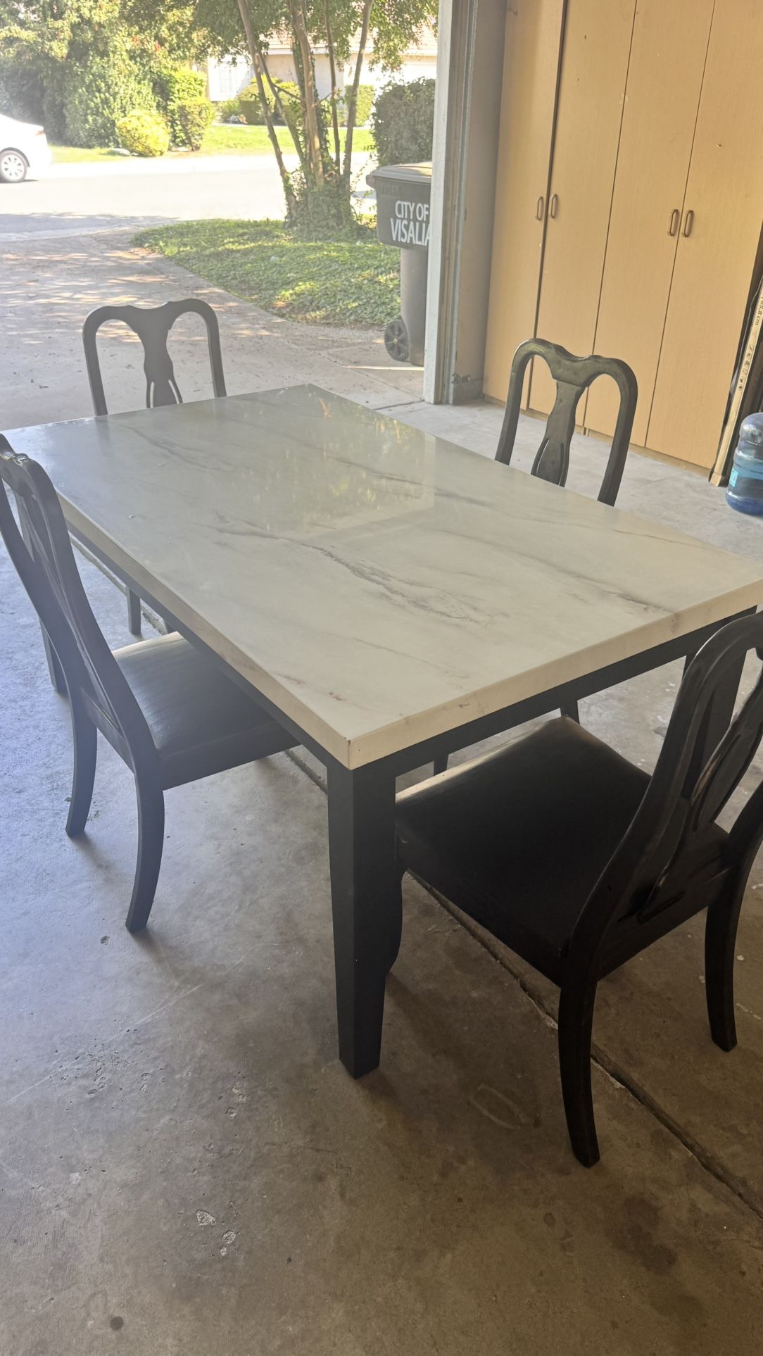 faux marble dining table with 4 chairs