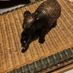 dark Brown, Lucky Elephant, Resin With Gold Accent