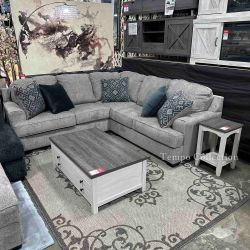 SECTIONAL SOFA L SHAPE - STONE COLOR [EASY CARE FABRIC] -NEW-