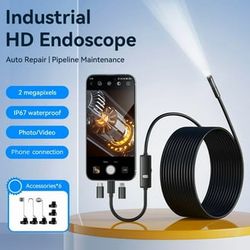 8LED HD Borescope Endoscope 8mm Inspection Camera for iPhone iOS iPad Car/Tube