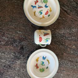 Arabia Finland Child's 3 Piece Plate Bowl Cup Set - Animal Parade Noah's Ark MCM