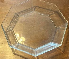 Clear Glass Octagonal Serving Bowl and plates