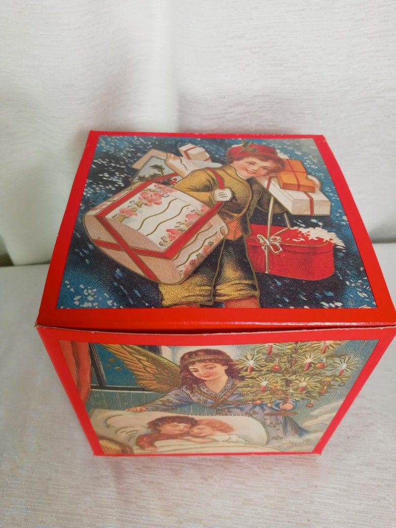 Lot of 10 Vintage Lillian Vernon Olde World Christmas Scene 1988 Gift Box Rare. Cardboard Folding Gift Box Rare. Vintage rare folding boxes. 