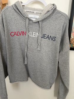 Calvin Klein Jeans Grey Cropped Hoodie