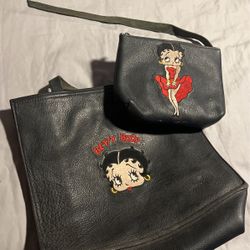 betty boop leather purse and make up bag 