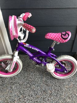 Hello Kitty Girls 12 bike with training wheels for Sale in