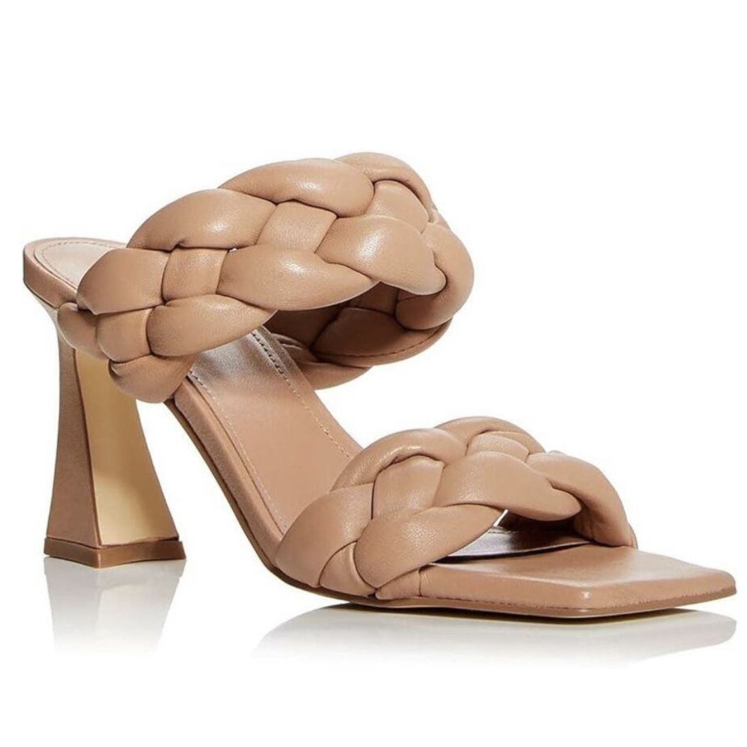 Marc Fisher leather braided heeled sandals women Size 5 1/2M